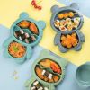 1pc Bear Shaped Dinner Plate Set; Kitchen Multi-functional Small Plaid Fruit Salad Plate - Blue