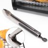 Stainless Steel Kitchen Tongs Set of 3, Locking Metal Food Tongs Non-Slip Grip - Black