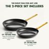 2 Piece Ceramic Nonstick Frying Pan Set (Black) - black - ceramics