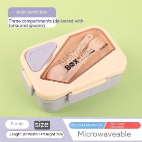 Lunch Box Simple Single-layer Outdoor Box Microwaveable With Sauce (Color: Purple)