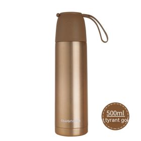 Women's Stainless Steel Thermos Cup With Large Capacity (Option: Gold 500ml Upgrade-Regular)