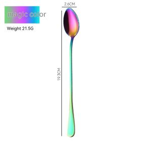 Stainless Steel Long Spoon Stirring Spoon (Option: Magic Color Tip Spoon)