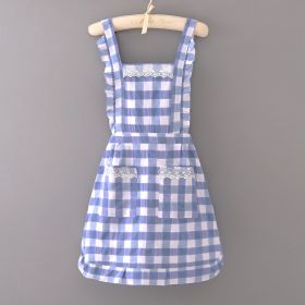 Princess Dress Apron Household Kitchen Breathable Western Style Sleeves Oil-proof (Color: Blue)