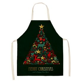 Household Green Series Christmas Dog Linen Apron Used In Kitchen (Option: Style 17-38x47cm)