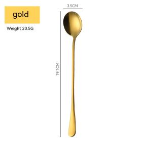 Stainless Steel Long Spoon Stirring Spoon (Option: Golden Round Spoon)