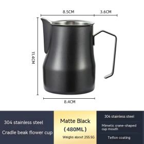 Stainless Steel Pitcher Pointed Thickened Frothing Pitcher Household Milk Cylinder (Option: 500ML black2)