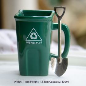 Square Trash Can Ceramic Mug (Option: Green-301 To 400ml)