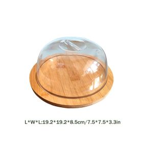 Bamboo Butter Box With Lid Transparent Cheese Storage Crisper (Option: Small Size Round)