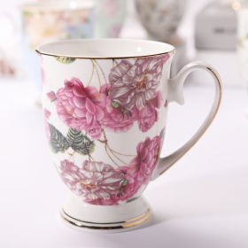 Household Creative Bone China Mark Office Cup (Option: Flower Clusters-300 ML)