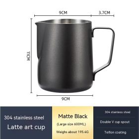 Stainless Steel Pitcher Pointed Thickened Frothing Pitcher Household Milk Cylinder (Option: 600ML black1)