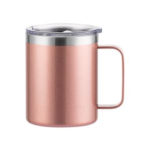 Simple Solid Color Stainless Steel Mug Cup Handle Cup (Option: Spray Paint Rose Gold-12oz)