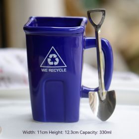 Square Trash Can Ceramic Mug (Option: Blue-301 To 400ml)