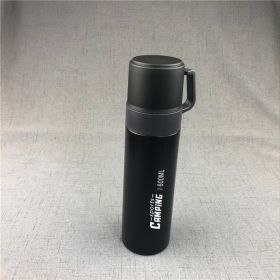 Creative Simple 304 Stainless Steel Vacuum Outdoor Sports Warm-keeping Water Cup (Option: Black-600ml)