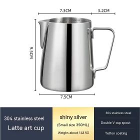 Stainless Steel Pitcher Pointed Thickened Frothing Pitcher Household Milk Cylinder (Option: 350ML natural1)