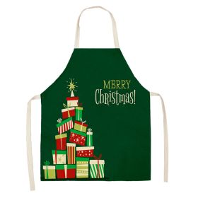 Household Green Series Christmas Dog Linen Apron Used In Kitchen (Option: Style 21-55x68cm)