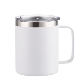 Simple Solid Color Stainless Steel Mug Cup Handle Cup (Option: Spray Plastic White-16oz)