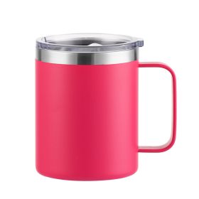 Simple Solid Color Stainless Steel Mug Cup Handle Cup (Option: Spray Deep Powder-24oz)