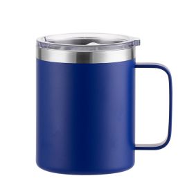 Simple Solid Color Stainless Steel Mug Cup Handle Cup (Option: Spray Plastic Dark Blue-16oz)